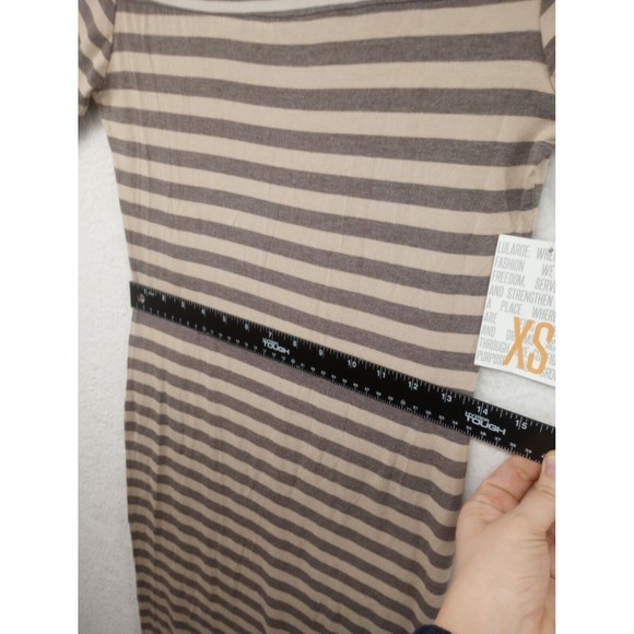 LuLaRoe NWT Julia Dress Size XS Taupe/Beige Stripes Casual Stretch Bodycon Fit - Picture 8 of 16